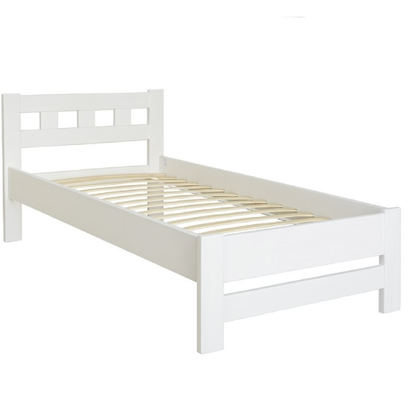 Ліжко дерев'яне 900 Верона Біле з ламелями Матеріал Бук Меблі Сервіс, фото 1