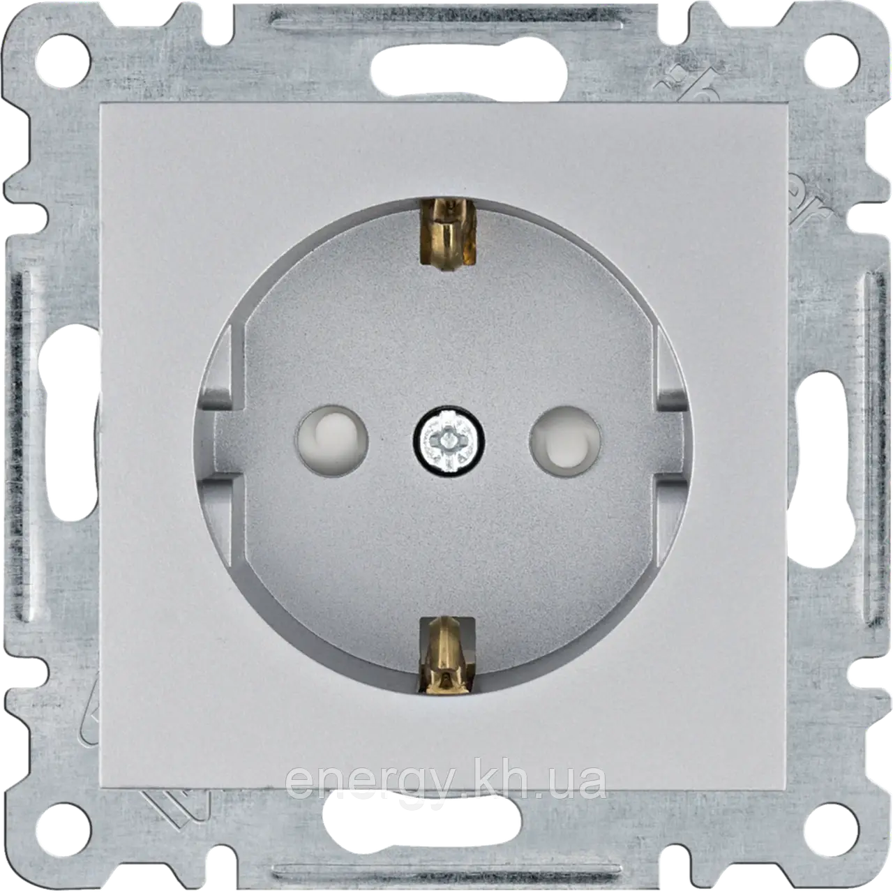 Розетка із заземленням і шторками Срібна - Hager Lumina WL1062, фото 1