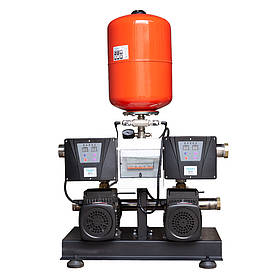 Cтанція підвищення тиску 2 × 1.1.1 кВт Hmax 58 м Qmax 120 л/хв неірж 24 л + частотне регулювання LEO 3.0 riven