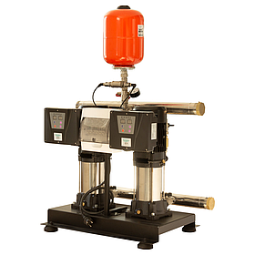 Станція підвищення тиску 2 × 1.1.1 кВт Hmax 82 м Qmax 67 л/хв 8 л + частотне регулювання LEO 3.0 riven