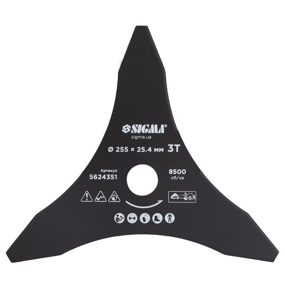 Ніж для тримера Ø255×25.4мм 3Т гострий SIGMA (5624351) riven, фото 1