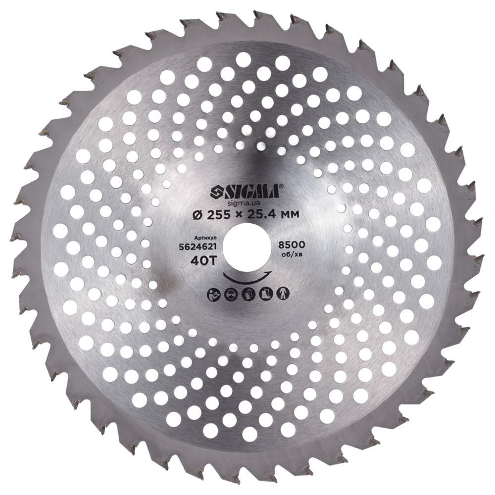 Диск для тримера з твердосплавними напайками Ø 255×25.4 мм 40Т хвилеподібний SIGMA (5624621) riven, фото 1