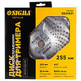 Диск для тримера з твердосплавними напайками Ø 255×25.4 мм 40Т хвилеподібний SIGMA (5624621) riven, фото 6