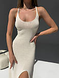 Жіноча довга сукня по фігурі на тонких бретелях з глибоким вирізом на нозі (р. 42-46) 77036069, фото 8