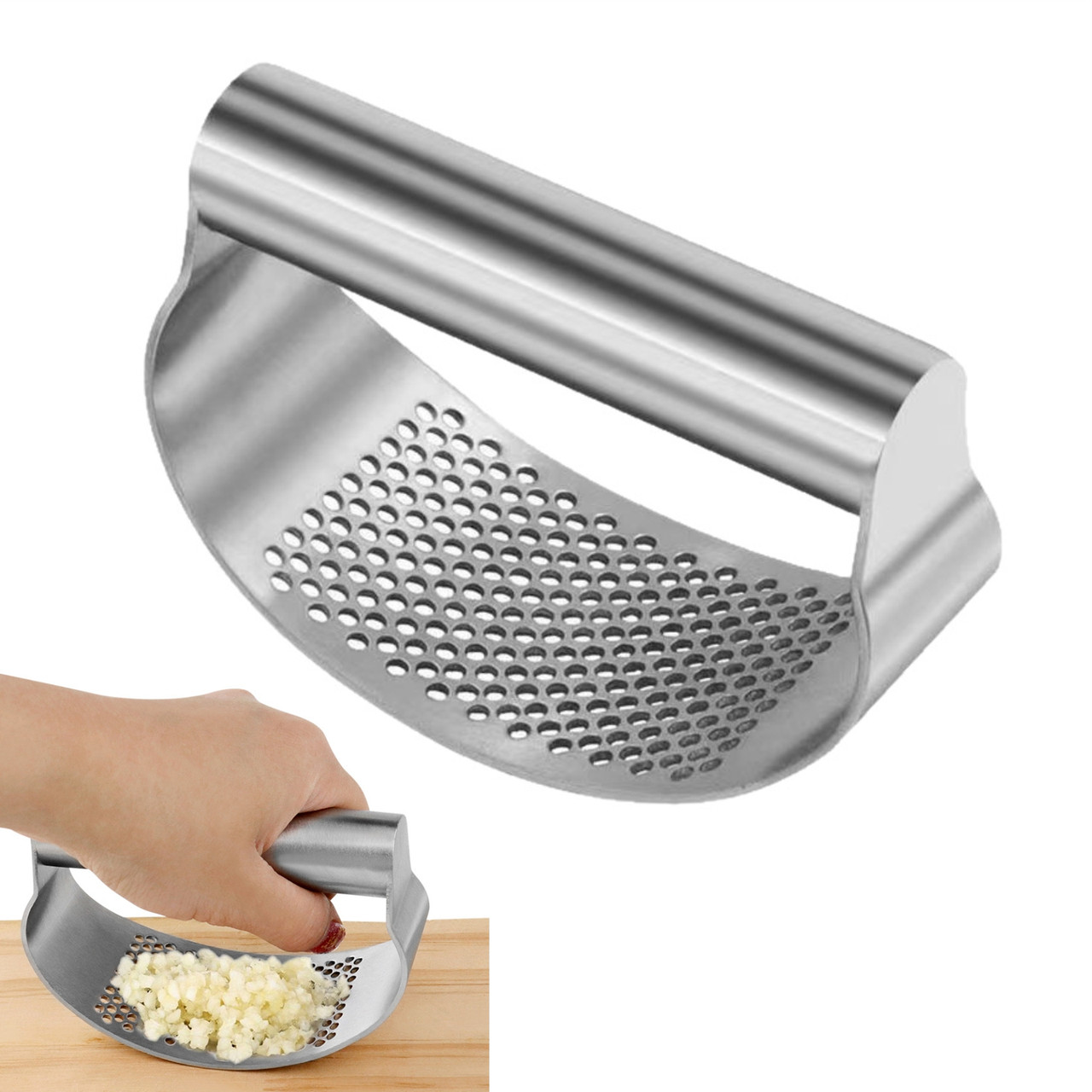 Прес для часнику з нержавіючої сталі - Давилка-перфорована часникодавка - Подрібнювач часнику