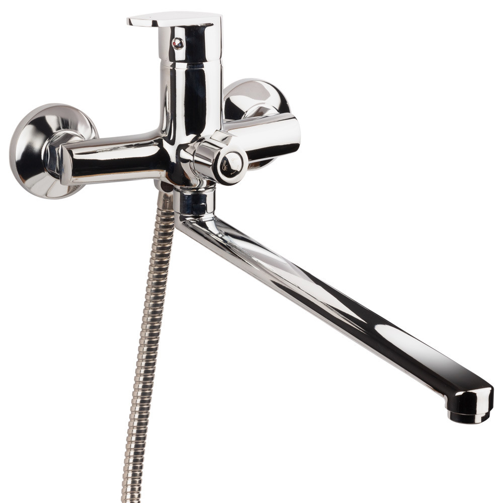 Змішувач s37 Ø35 для ванни вилив прямий 350 мм дивертор вбудований картриджний AQUATICA (9737220) riven, фото 1