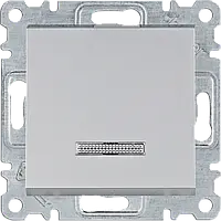 Вимикач 1-клавішний з підсвіткою Срібний - Hager Lumina WL0212