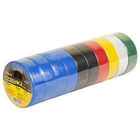 Стрічка ізоляційна ПВХ кольорова 0.13 мм×19 мм×10 м (10 шт.) SIGMA (8413051) riven