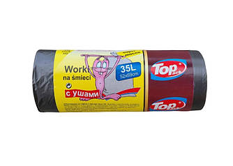 Пакет для сміття Toppack з вухами 35л 30шт сірий колір 50х60см