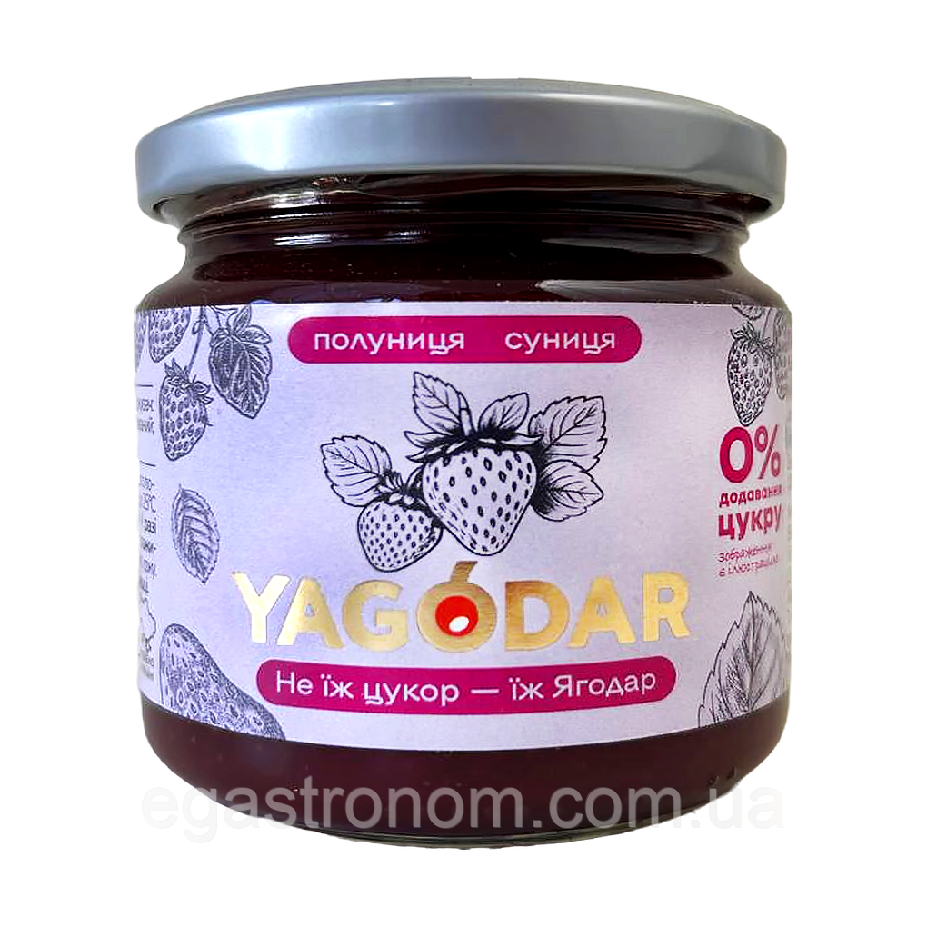 Джем без цукру полуничний з суницею Ягодар Yagodar 210g 12шт/ящ (Код: 00-00017781), фото 1