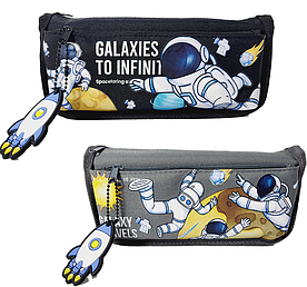Шкільний пенал-косметичка з 2 відділеннями з підвіскою, Космонавт