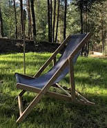 Крісло-шезлонг, садове крісло складне, джинсовий колір, для відпочинку, фото 4
