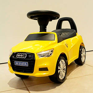 Дитячий толокар-каталка Audi Ауді на колесах з гумовим покриттям Bambi M 3147A-6 жовтий