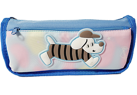 Шкільний пенал-косметичка з 2 відділеннями Собачка, блакитни