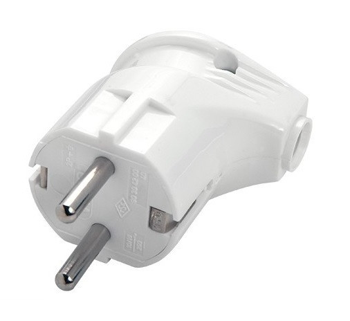 Вилка кутова штепсельна із заземленням біла Viko, фото 1