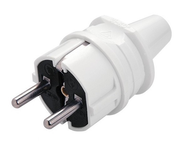 Електровилка пряма із заземленням біла Viko, фото 1