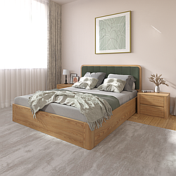 М'яке двоспальне ліжко з ясена "Еко" 160х200 см з підйомним механізмом та оббивкою