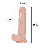 Фалоімітатор Тілесний з присоскою, Фаллос реаліст 15 см, Ділдо гнучкий з мошонкою, Інтимні іграшки, фото 5
