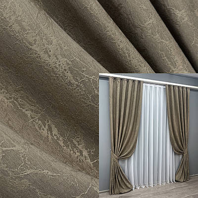 Комплект штор (2шт. 1,5х2,9м.) жакард, колекція "Viva Marmo". Колір какао. Код 1786ш 33-0753