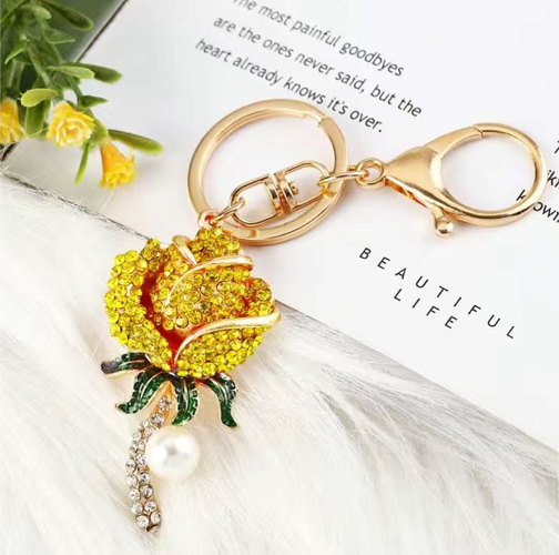 Оригінальний Креативний Модний Шикарний брелок підвіска з кристалами у вигляді Троянди
