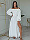 Жіноче літнє бавовняне довге плаття гумка в підлогу з натуральної тканини муслін рукав ліхтарик з розрізом, фото 9