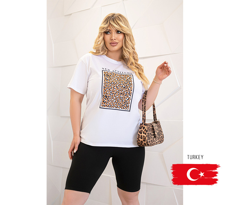 Жіноча футболка з леопардовим принтом "Jungle" Батал, фото 1