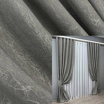 Комплект штор (2шт. 1,5х2,9м.) жакард, колекція "Viva Marmo". Колір сірий. Код 1785ш 33-0733