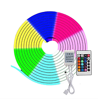 Гнучкий світлодіодний неон RGB на 5 м з пультом і блоком живлення SF-12VIC Декоративна стрічка в силіконі