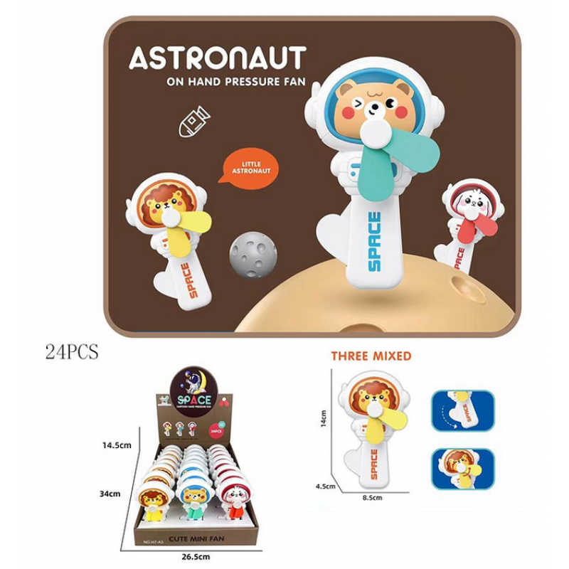 ❤️Дитячий портативний ручний міні вентилятор Astronaut H7-A3 Тваринки, 3 види, 24 шт. у коробці, фото 1