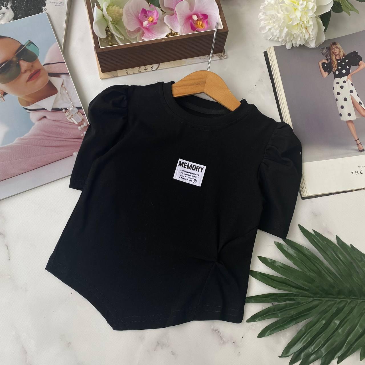 Футболка для дівчинки з написом "MEMORY" Чорний 22053, 99, GROW UP, Чорний, Для дівчаток, Літо, 110, фото 1