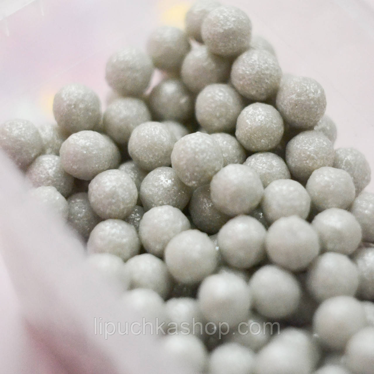 Посипка кондитерська Melanka "Кулі сірі 12-18 мм" 50 гр., фото 1