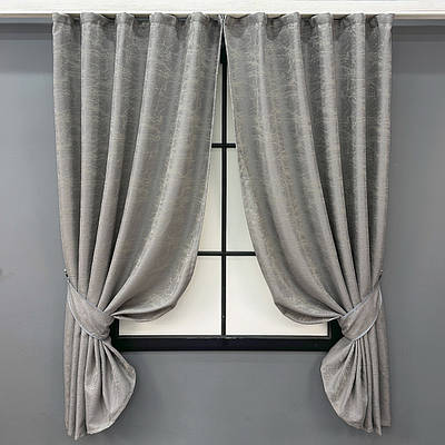 Комплект (2шт. 1,4х1,7м.) коротких штор з жакарду, колекція "Viva Marmo". Колір світло-сірий. Код 1781ш 35-0366