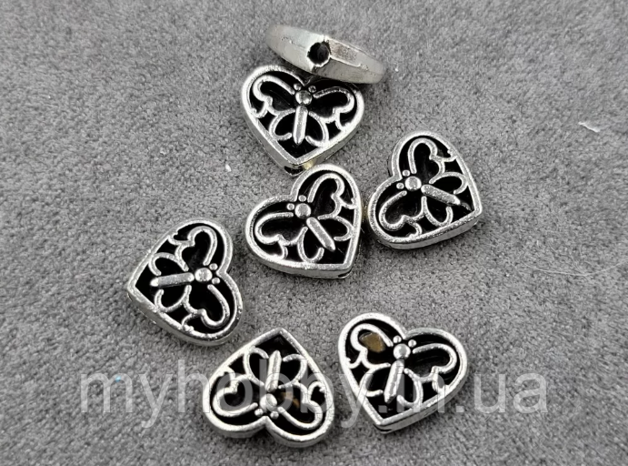Намисто серце 10*12 мм к.срібло -2шт, фото 1