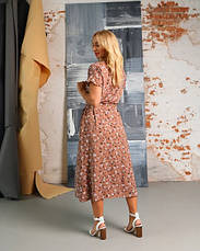 Жіноча сукня зі штапеля «Кіра» темно-бежевого кольору з квітковим принтом розміри від 44 по 58, фото 5