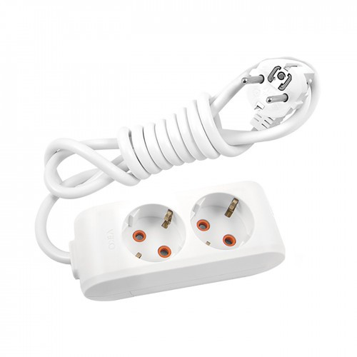 Подовжувач Viko 2 гнізда 3 метри із заземленням, фото 1