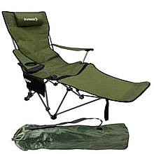 Крісло-шезлонг з підставкою для ніг розкладне Ranger Relax зелений