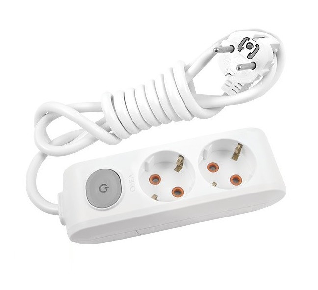 Подовжувач 2 гнізда 3 метри із заземленням з кнопкою Viko Multi-Let, фото 1