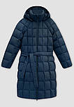 Довгий жіночий стьобаний пуховик з поясом Finn Flare FWD11026-179 синій S, фото 10