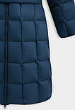Довгий жіночий стьобаний пуховик з поясом Finn Flare FWD11026-179 синій S, фото 9