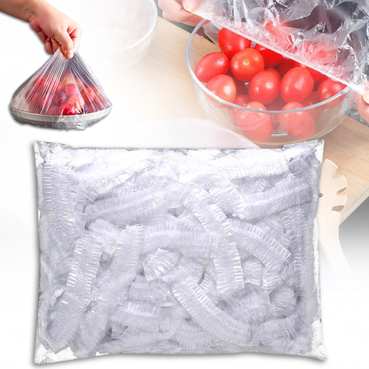 Одноразові пакети на гумці для зберігання продуктів Упаковка 100 шт., фото 1