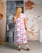 Жіноча сукня зі штапеля «Кіра» рожевого кольору з квітковим принтом розміри від 44 по 58, фото 5