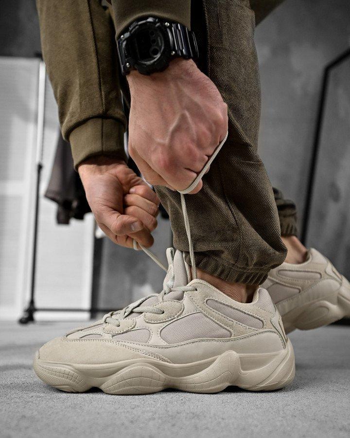 Кросівки чоловічі бежеві спортивні текстиль сітка, фото 1