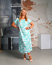 Жіноча сукня зі штапеля «Кіра» бірюзового кольору з квітковим принтом розміри від 44 по 58, фото 4