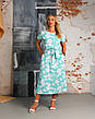 Жіноча сукня зі штапеля «Кіра» бірюзового кольору з квітковим принтом розміри від 44 по 58, фото 6