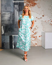 Жіноча сукня зі штапеля «Кіра» бірюзового кольору з квітковим принтом розміри від 44 по 58, фото 5