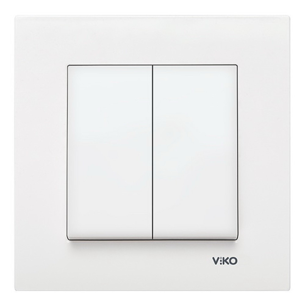Вимикач двоклавішний Viko Karre білий, фото 1