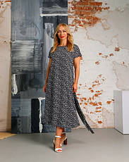 Жіноча сукня зі софтової тканини «Кіра» чорного кольору з квітковим принтом розміри від 44 по 58, фото 4