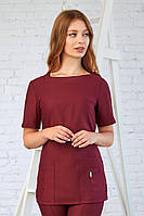 Медична куртка легка - топ жіночий тонкий Ванда 42р. (42-56) бордовий - Медичний одяг від виробника Марія