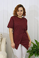 Медична куртка котон - топ жіночий щільний Віра 42р. (42-56) бордовий - Медичний одяг від виробника Марія