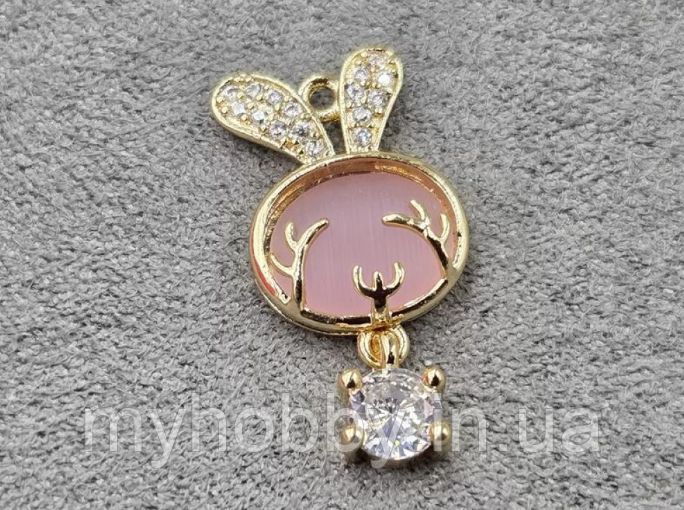 Підвіска Зайка 12*25 мм к.золото (гіпоалергенний сплав), фото 1